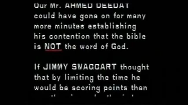 Ahmed Deedat & Jimmy Swaggart Debate “Is the Bible the Word of God?” – Part 1